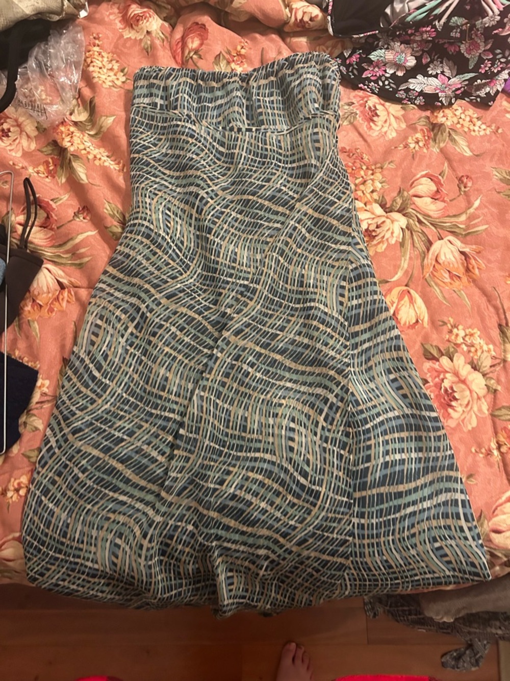 Cato Blue and Cream A-Line Skirt